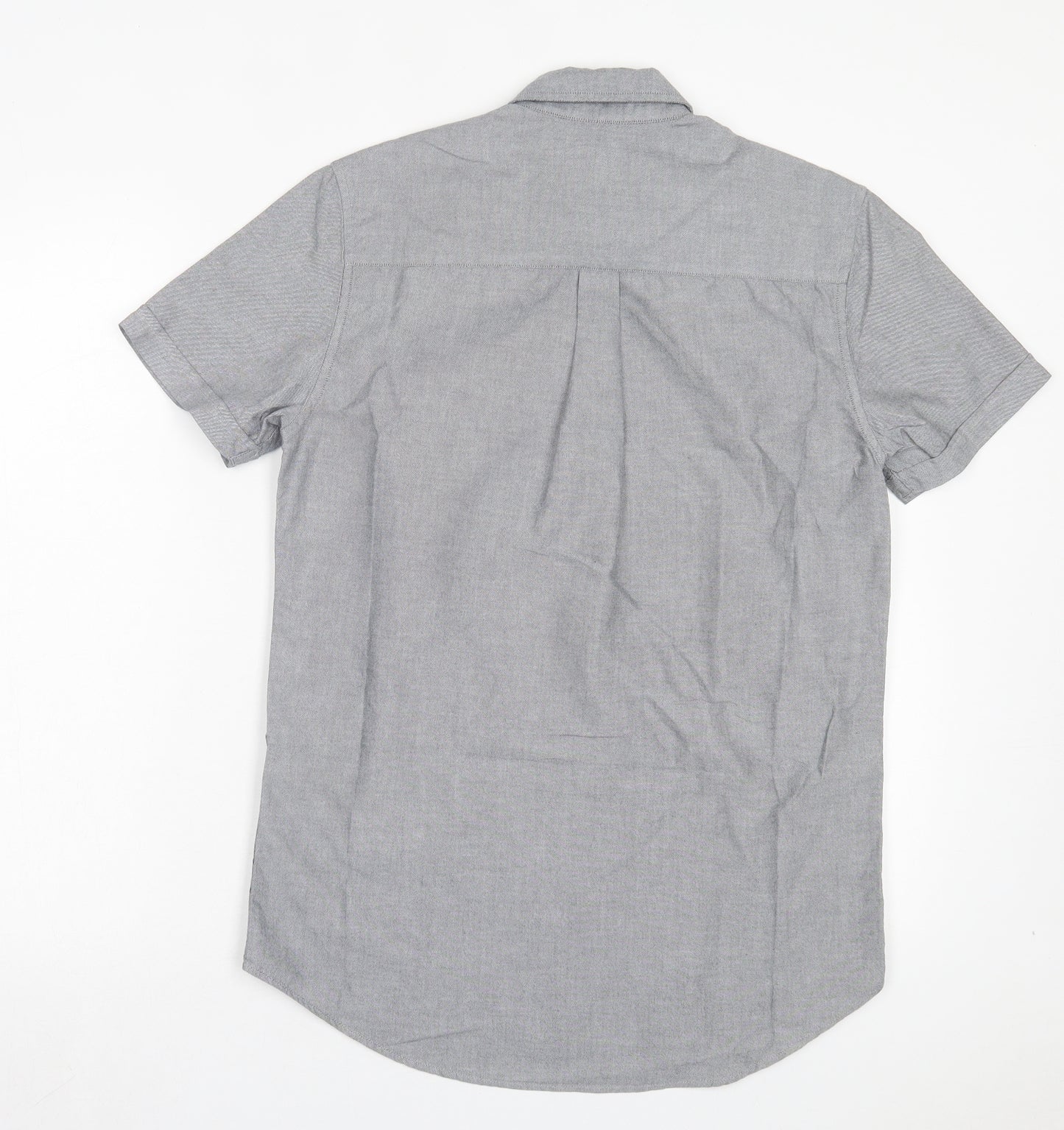 Topman Mens Grey Cotton Button-Up Size S Collared Button - Pocket Detail