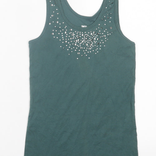 Mossimo Womens Green Cotton Basic Tank Size M Scoop Neck