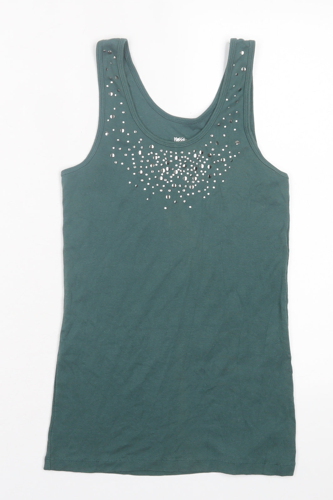 Mossimo Womens Green Cotton Basic Tank Size M Scoop Neck