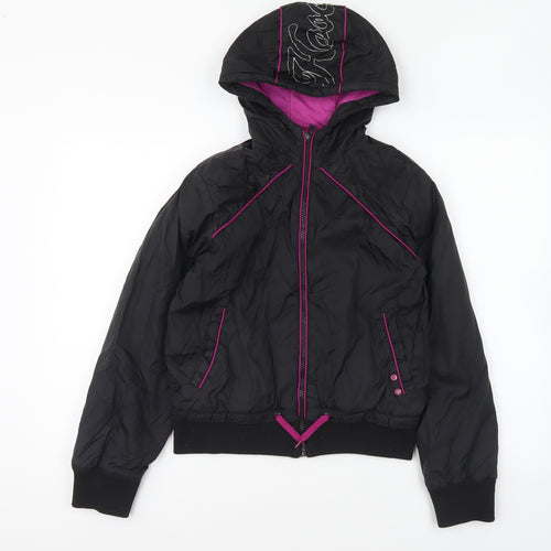 HOOCH Girls Black Rain Coat Coat Size 2XS Zip