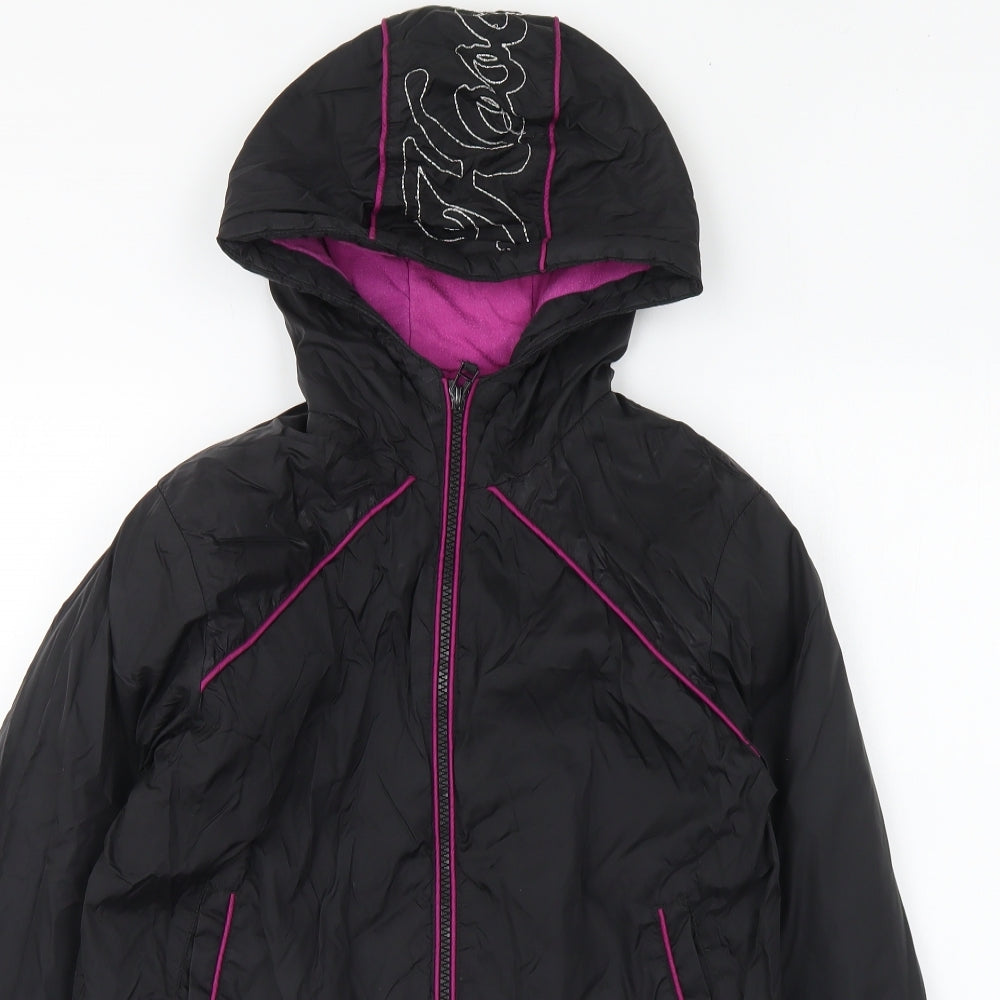 HOOCH Girls Black Rain Coat Coat Size 2XS Zip