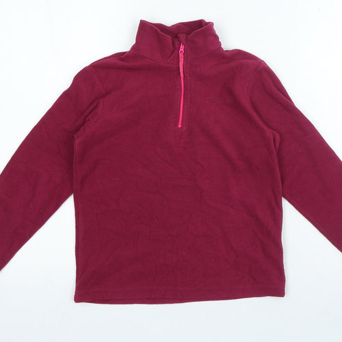 Mountain Warehouse Girls Pink High Neck Polyester Pullover Jumper Size 9-10 Years Zip