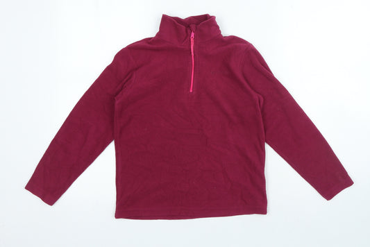 Mountain Warehouse Girls Pink High Neck Polyester Pullover Jumper Size 9-10 Years Zip
