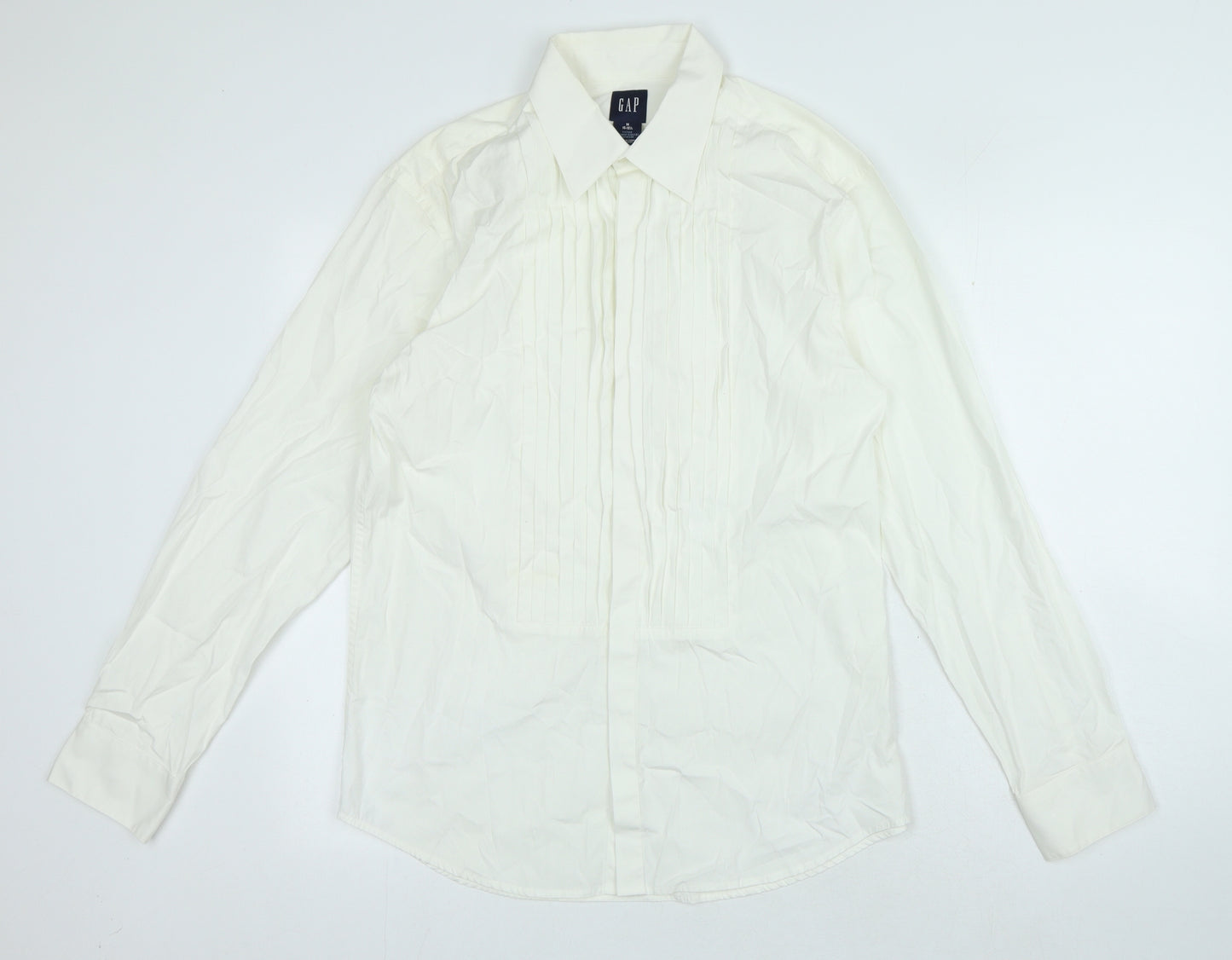 Gap Mens Ivory Cotton Button-Up Size M Collared Button