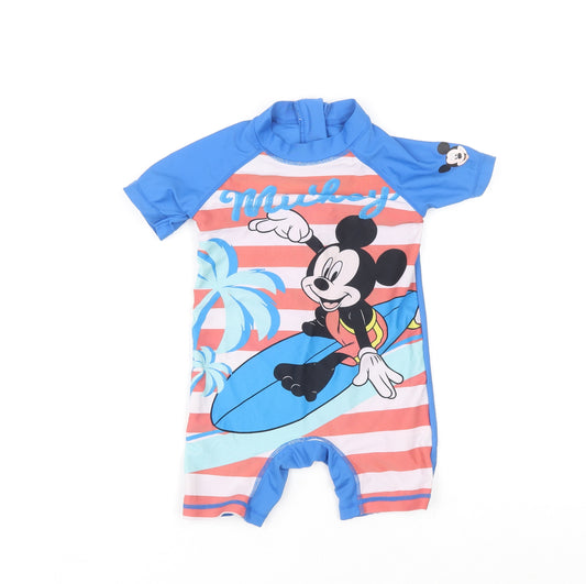 Disney Baby Blue Nylon Leotard One-Piece Size 18-24 Months Zip - Mickey Mouse