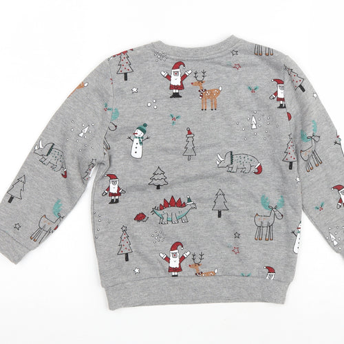 Primark Boys Grey Geometric Cotton Pullover Sweatshirt Size 4-5 Years Pullover - Dinosaur Christmas Jumper