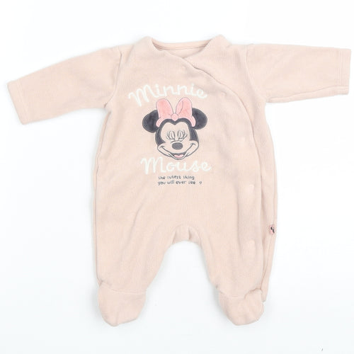 George Baby Pink Solid Polyester Capri One Piece Size 0-3 Months Snap - Minnie Mouse