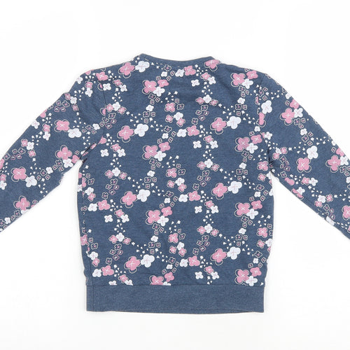 Lilly & Dan Girls Blue Floral Viscose Pullover Sweatshirt Size 5-6 Years Pullover