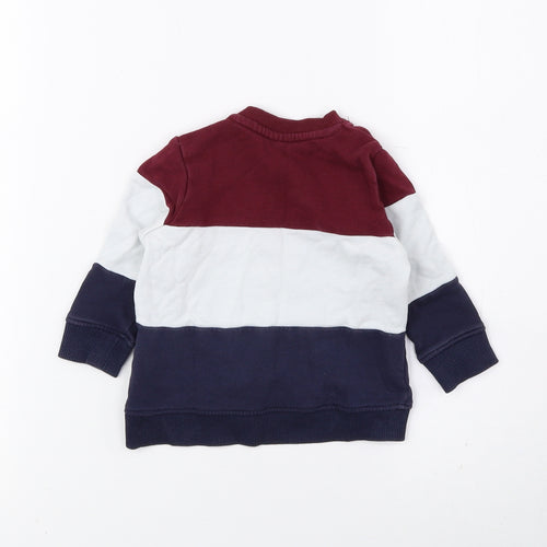 H&M Boys Multicoloured Colourblock 100% Cotton Pullover Sweatshirt Size 6 Years Snap
