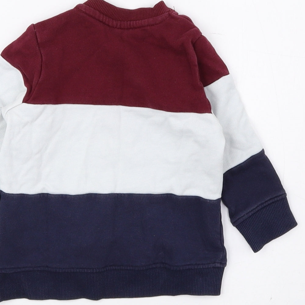 H&M Boys Multicoloured Colourblock 100% Cotton Pullover Sweatshirt Size 6 Years Snap