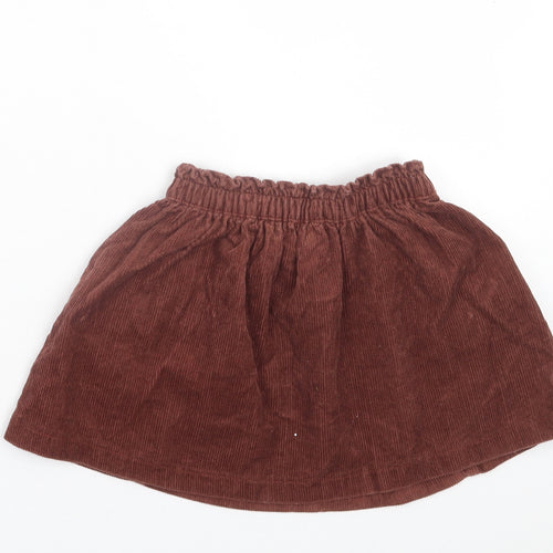 NEXT Girls Brown Cotton A-Line Skirt Size 2 Years Regular Pull On