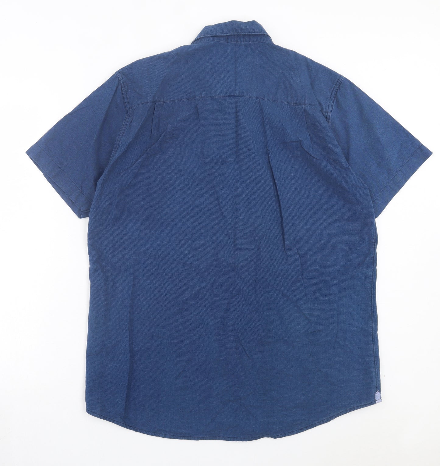Pierre Cardin Mens Blue Cotton Button-Up Size XL Collared Button - Pocket Detail