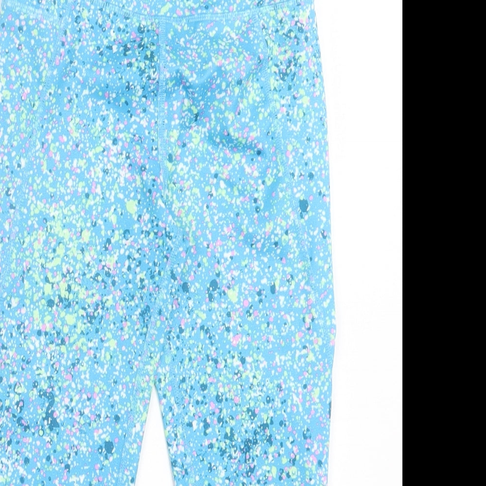 Tek Gear Girls Blue Geometric Polyester Capri Trousers Size 10-11 Years Regular Pullover
