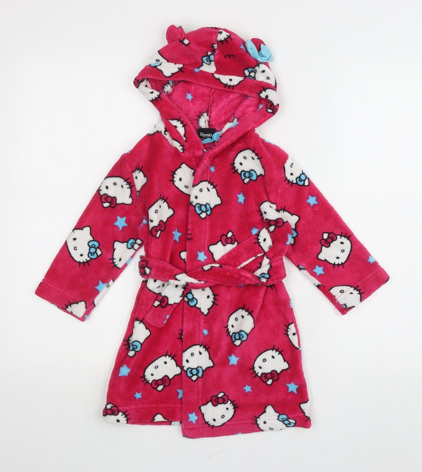 George Girls Pink Geometric Polyester Kimono Robe Size 2 Years Tie - Hello Kitty