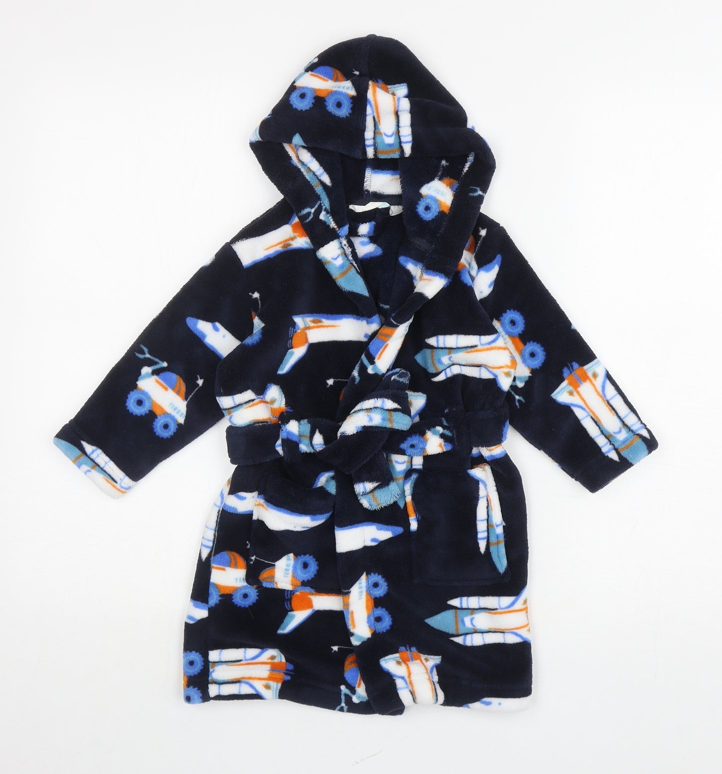 John Lewis Boys Blue Geometric Polyester Gown Size 2 Years Tie - Spaceships