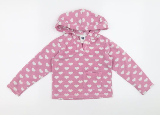 M&CO Kids Girls Pink V-Neck Geometric 100% Polyester Pullover Jumper Size 4-5 Years Pullover - Hearts