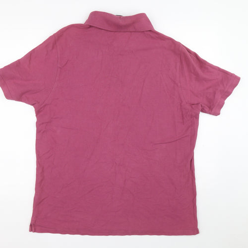Marks and Spencer Mens Purple Cotton T-Shirt Size XL Collared