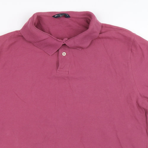 Marks and Spencer Mens Purple Cotton T-Shirt Size XL Collared