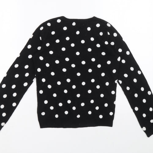 H&M Girls Black Crew Neck Polka Dot Cotton Pullover Jumper Size 10 Years Pullover - Bunny