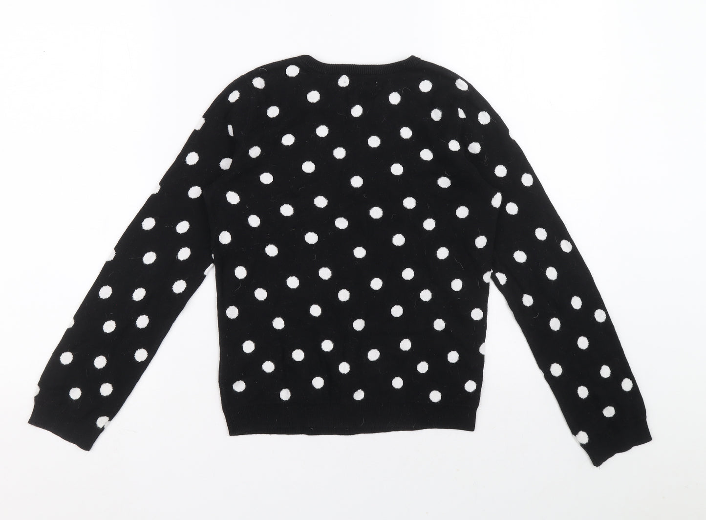 H&M Girls Black Crew Neck Polka Dot Cotton Pullover Jumper Size 10 Years Pullover - Bunny