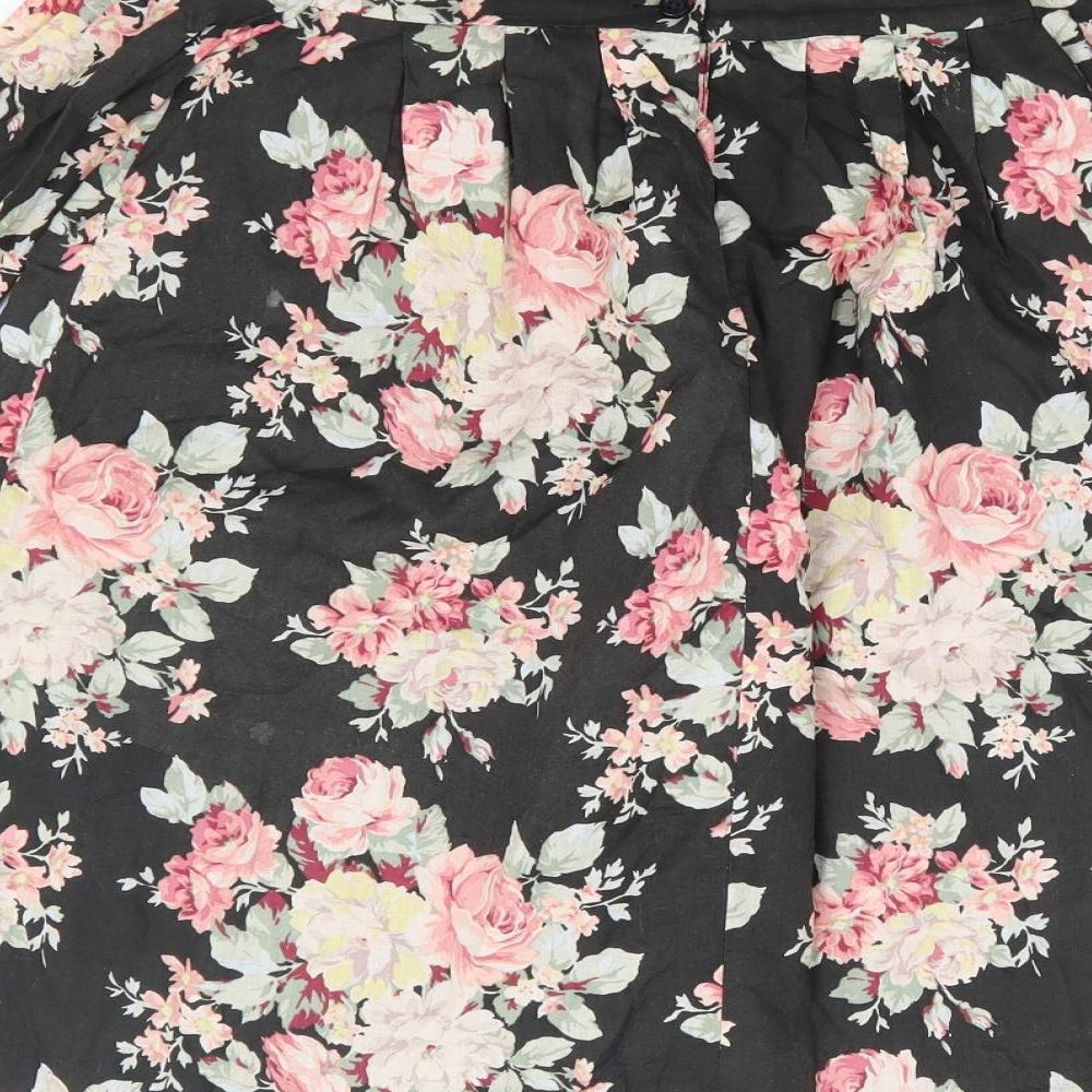 Laura Ashley Girls Black Floral 100% Cotton A-Line Size 6 Years Round Neck Button