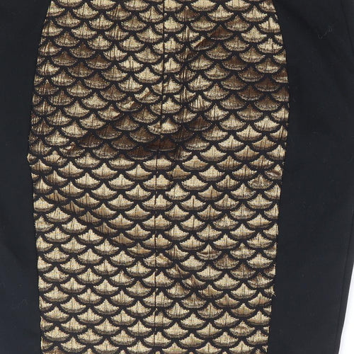 BiBA Womens Black Geometric Polyester Straight & Pencil Skirt Size 10 Zip