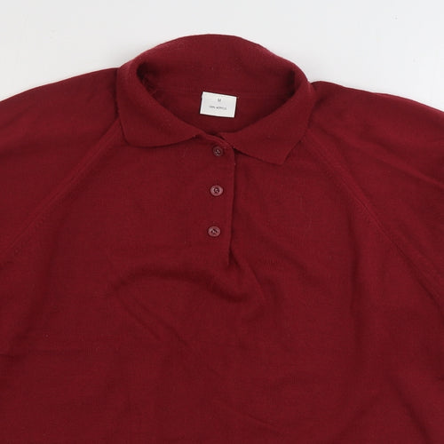 Preworn Mens Red 100% Cotton Polo Size M Collared Button