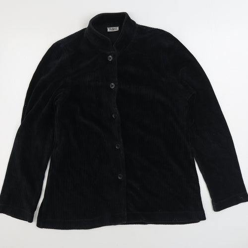 Fragile Mens Black Cotton Button-Up Size S Collared Button