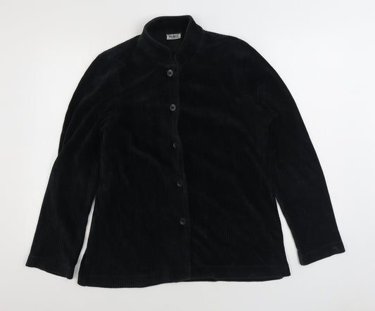 Fragile Mens Black Cotton Button-Up Size S Collared Button