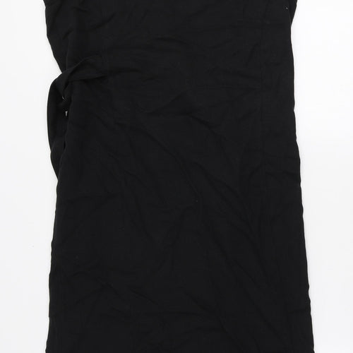 Masai Womens Black Lyocell Wrap Dress Size M V-Neck Tie