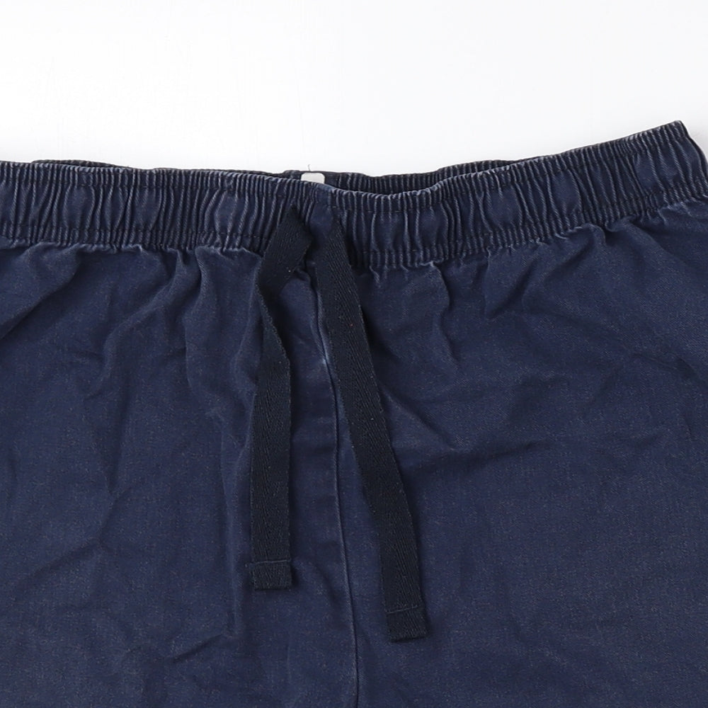 Marks and Spencer Boys Blue 100% Cotton Bermuda Shorts Size 12-13 Years Regular Tie