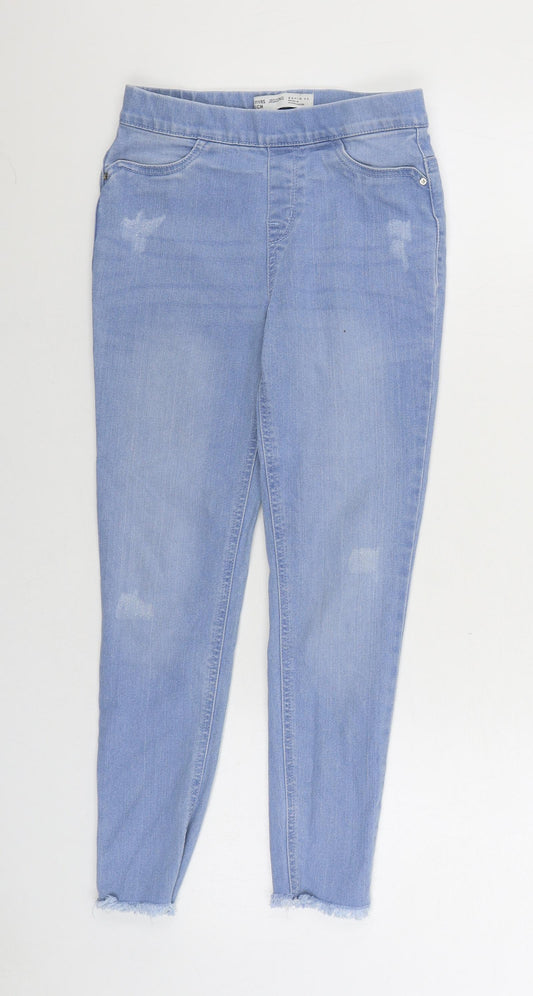 Denim & Co. Girls Blue Cotton Jegging Jeans Size 10-11 Years Regular Pullover - Distressed