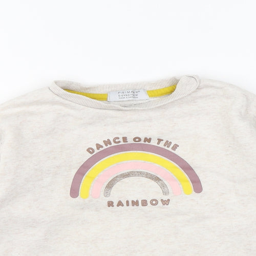 Primark Girls Beige Cotton Pullover Sweatshirt Size 5-6 Years Pullover - Rainbow