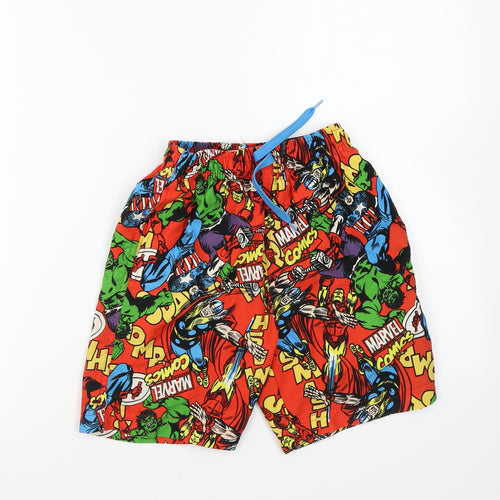 Marvel Boys Multicoloured Geometric Polyester Sweat Shorts Size 8-9 Years Regular Drawstring - Marvel Swim Shorts