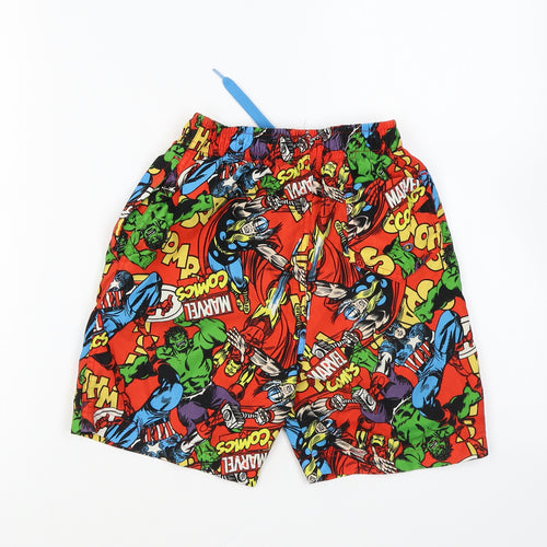 Marvel Boys Multicoloured Geometric Polyester Sweat Shorts Size 8-9 Years Regular Drawstring - Marvel Swim Shorts