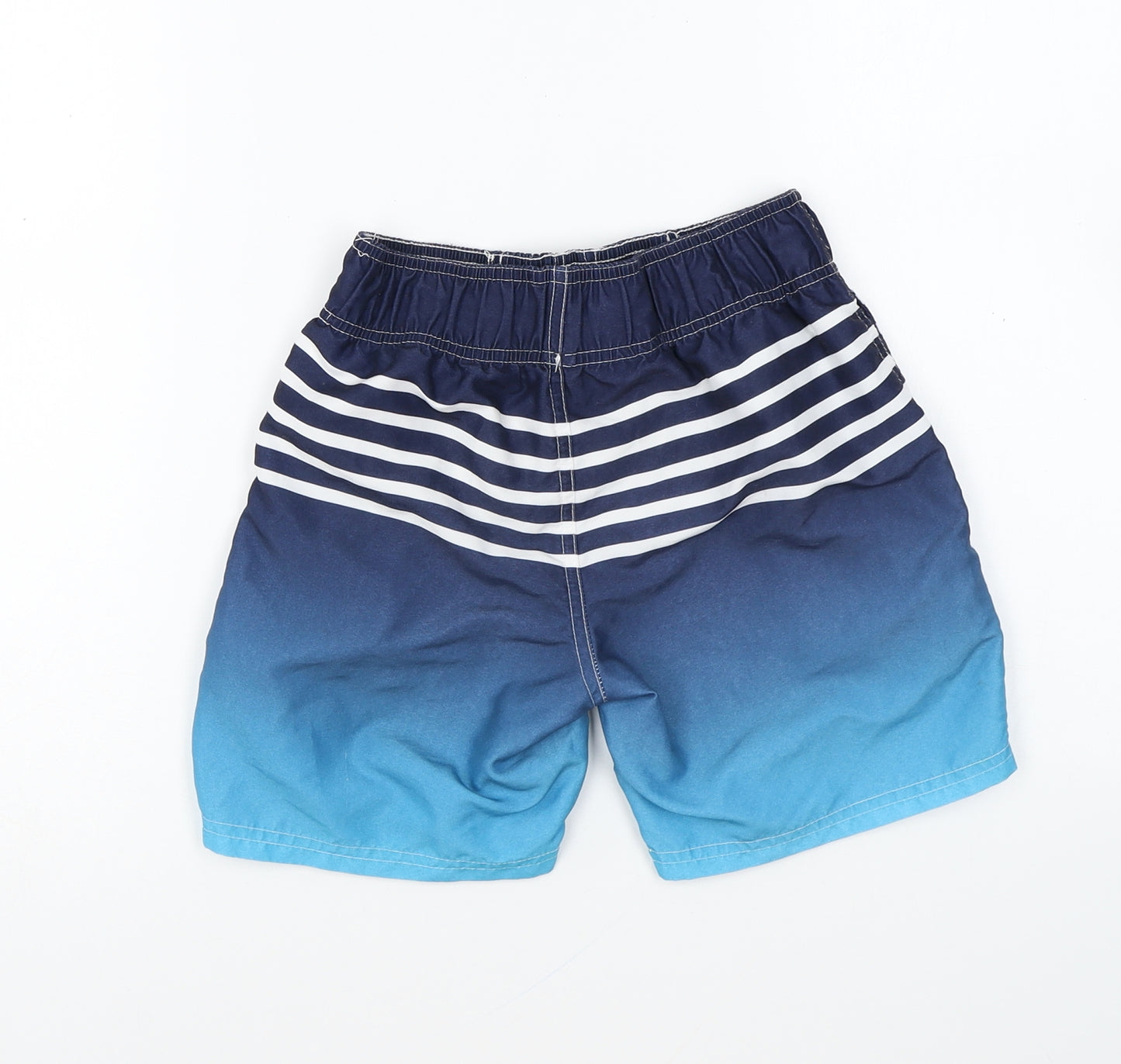 Primark Boys Blue Striped Polyester Sweat Shorts Size 7-8 Years Regular Drawstring - Swim Shorts