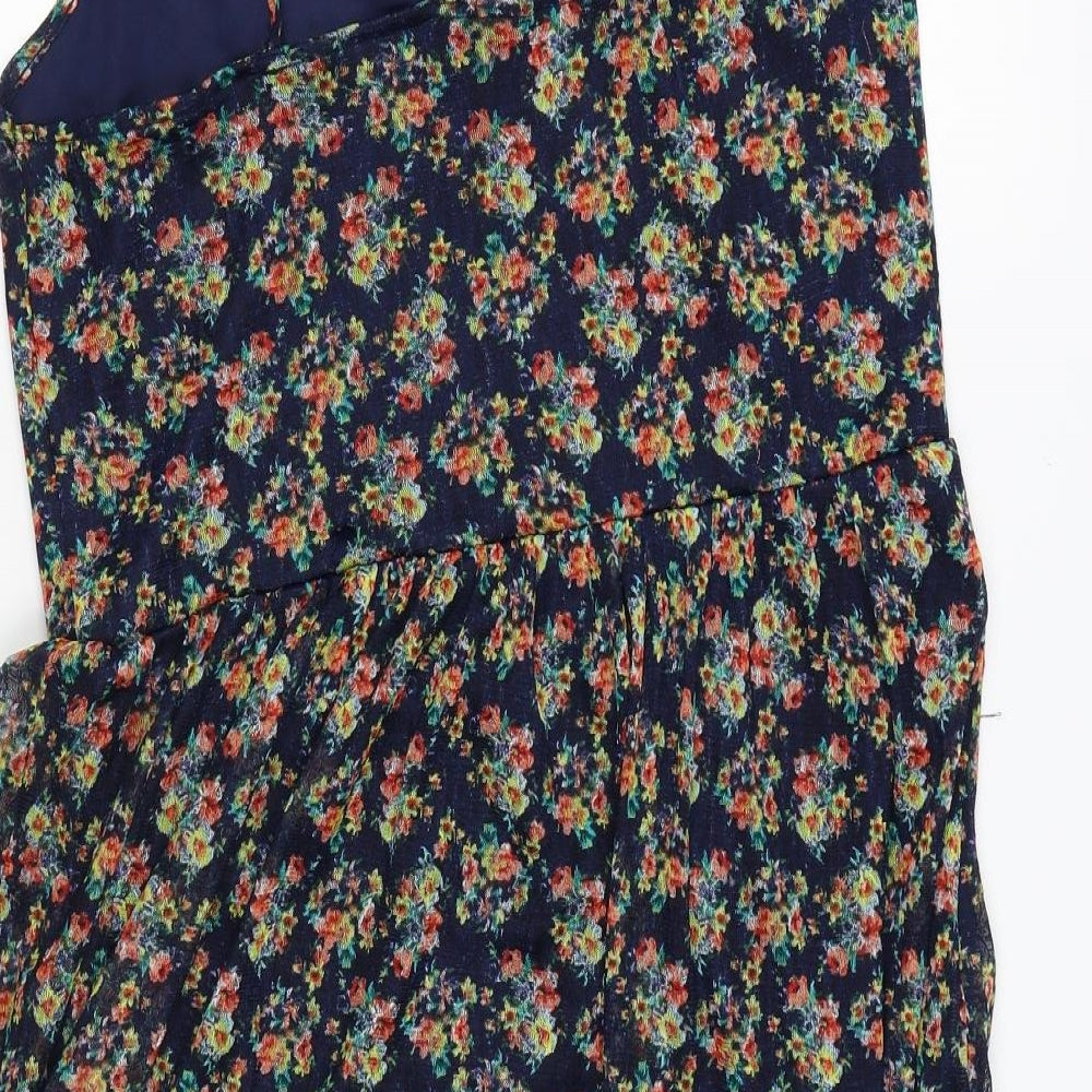 Xhilaration Womens Multicoloured Floral Polyester Skater Dress Size XL Round Neck Pullover
