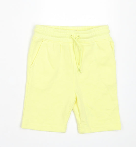 Primark Girls Yellow Cotton Sweat Shorts Size 5-6 Years Regular Drawstring