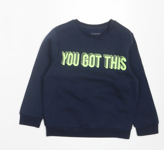 Primark Boys Blue Cotton Pullover Sweatshirt Size 4-5 Years Pullover - You Got This