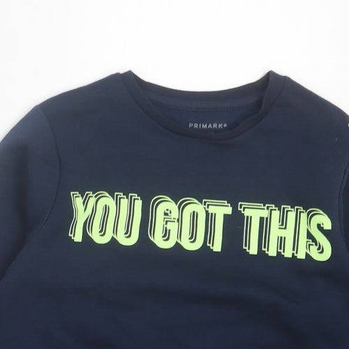 Primark Boys Blue Cotton Pullover Sweatshirt Size 4-5 Years Pullover - You Got This