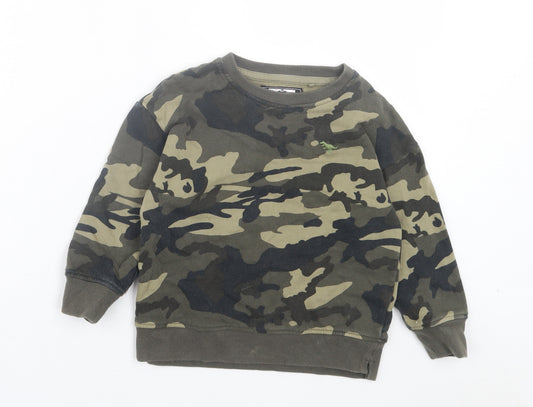 NEXT Boys Green Camouflage Cotton Pullover Sweatshirt Size 4-5 Years Pullover