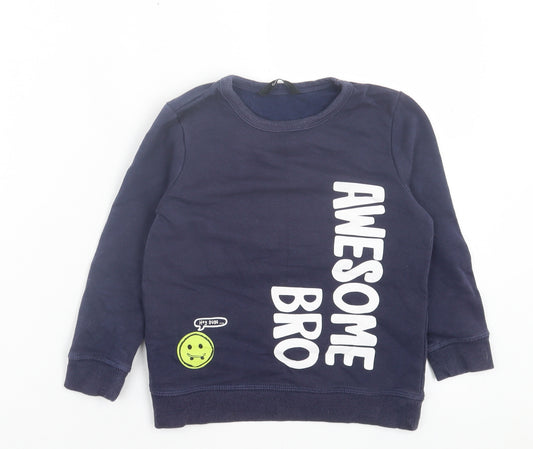 George Boys Blue Cotton Pullover Sweatshirt Size 4-5 Years Pullover - Awesome Bro