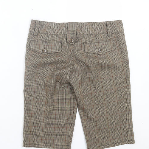 SHYDE Mens Brown Plaid Polyester Chino Shorts Size 32 in L11 in Regular Button