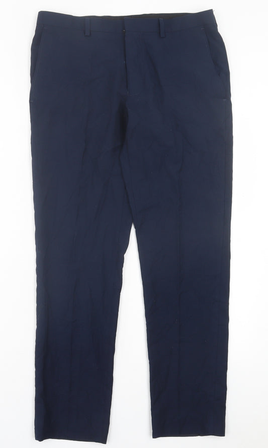 Burton Mens Blue Polyester Trousers Size 30 in L28 in Regular Hook & Eye - Short Leg