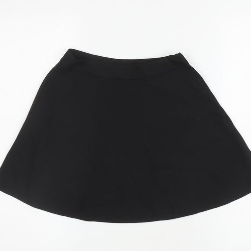 Marks and Spencer Girls Black Polyester Skater Skirt Size 6-7 Years Regular Zip