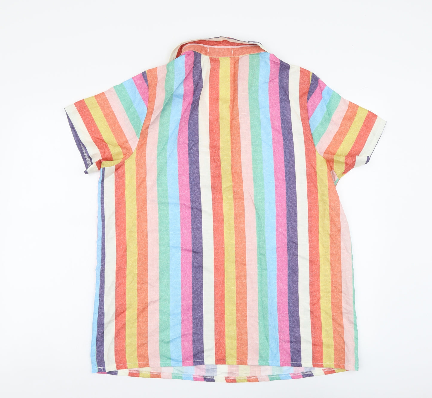 MissLook Womens Multicoloured Striped Cotton Basic Blouse Size XL Collared