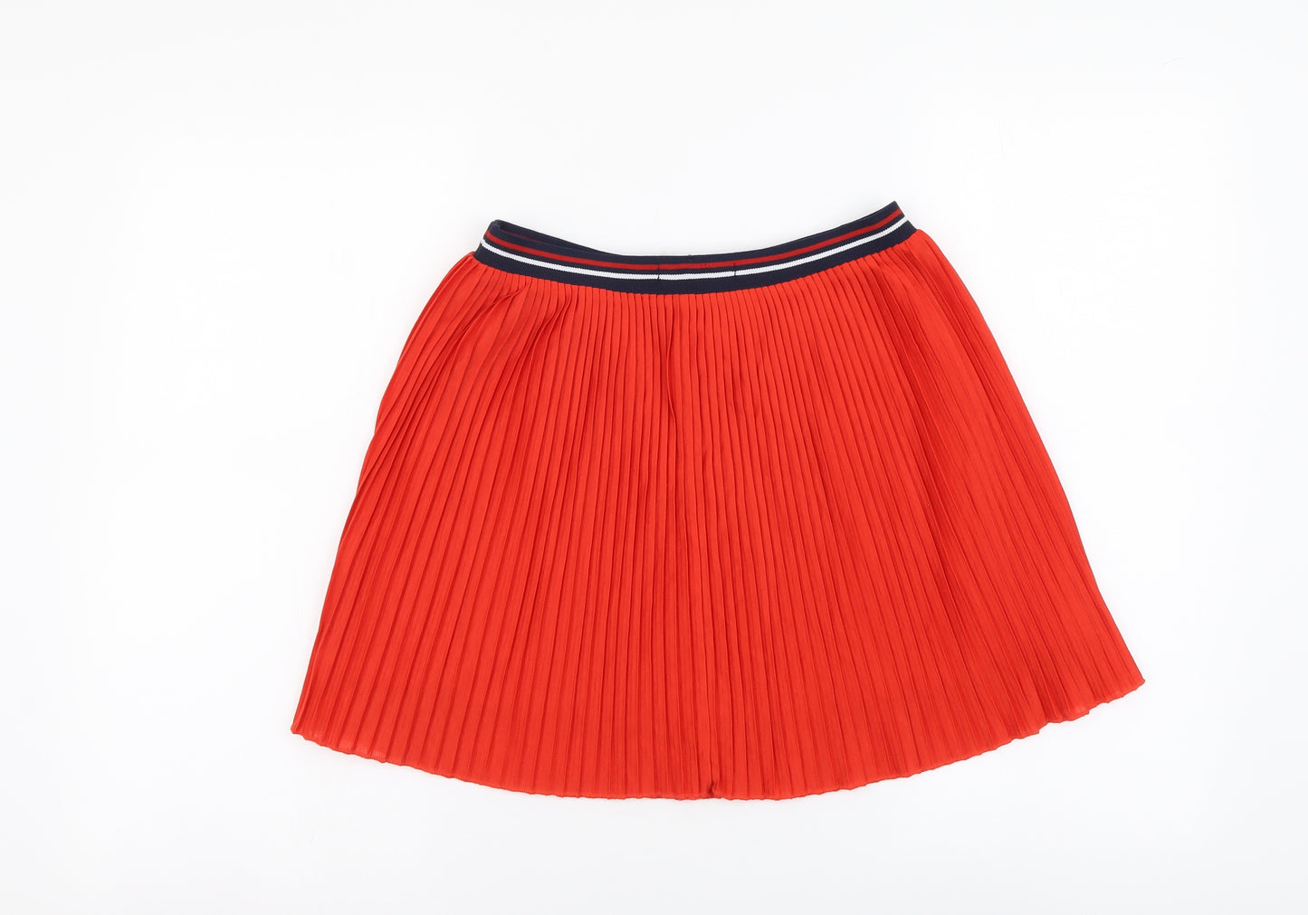 Marks and Spencer Girls Red Polyester Pleated Skirt Size 11-12 Years Regular Drawstring