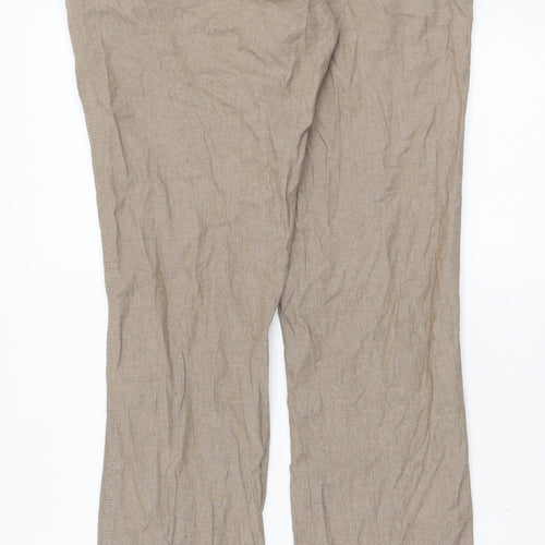 Arturo Calle Mens Brown Cotton Trousers Size 34 L32 in Regular Zip