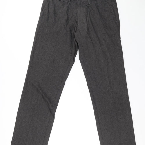 HUGO BOSS Womens Grey Wool Trousers Size 46 L32 in Regular Zip