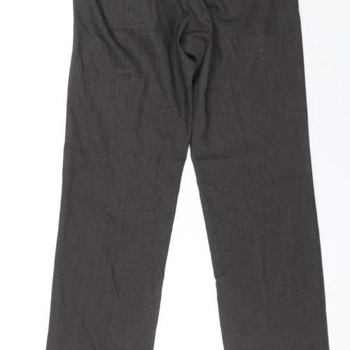 HUGO BOSS Womens Grey Wool Trousers Size 46 L32 in Regular Zip